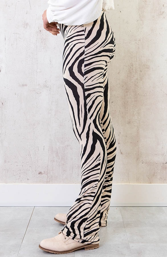 Flared Broek Zebraprint Beige – shoparchief, foto 2
