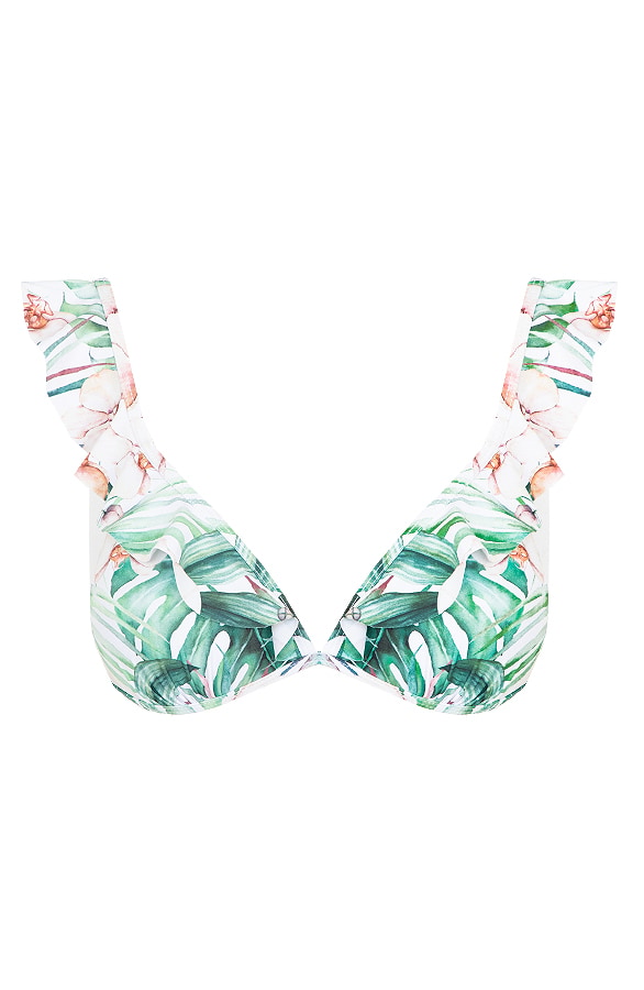 Floral Ruffle Bikini Top Roze – shoparchief