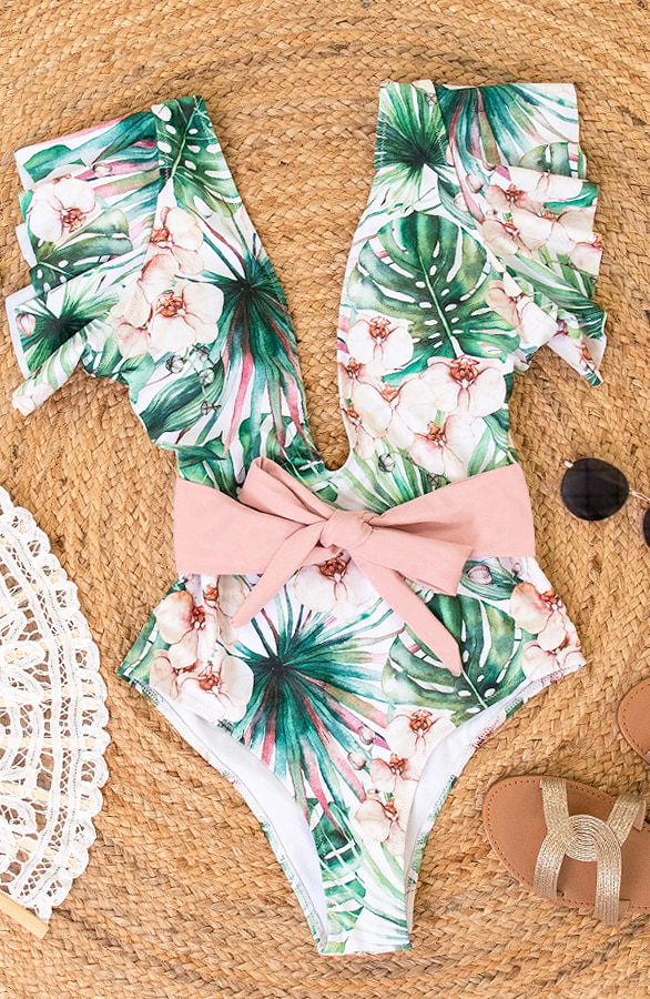 Floral Swimsuit Groen – shoparchief