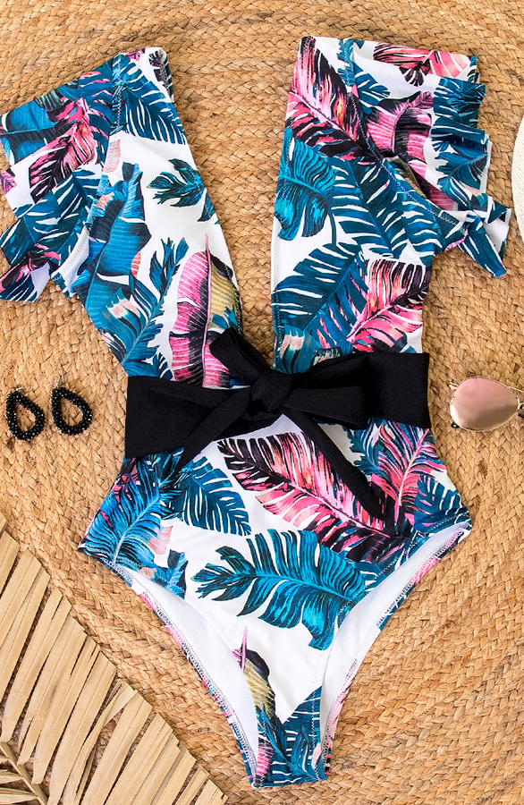 Floral Swimsuit Petrol – shoparchief