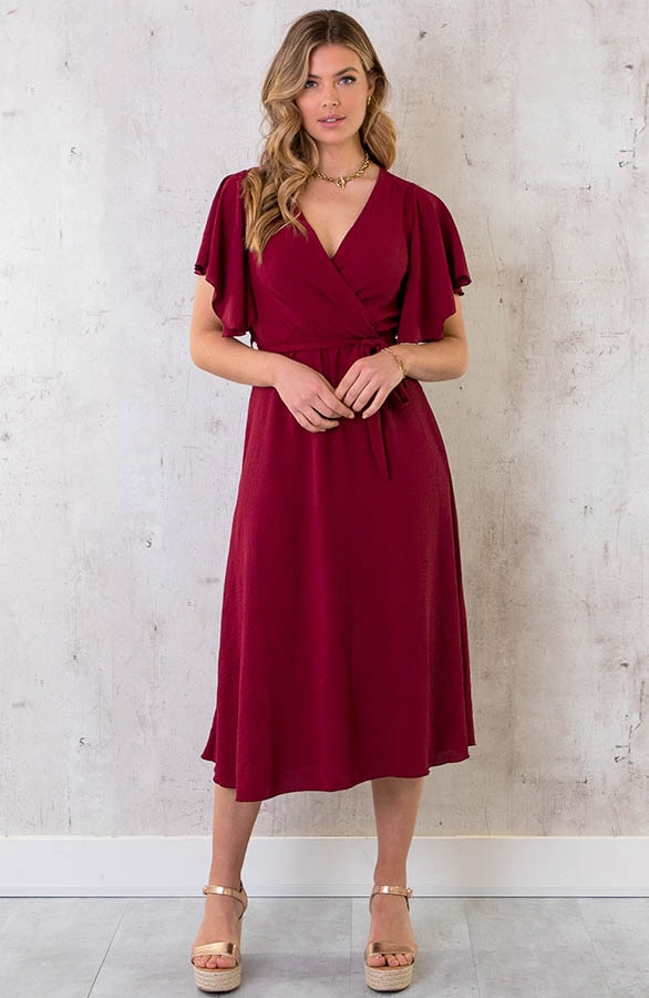 Florence Midi Jurk Bordeaux – shoparchief, foto 2