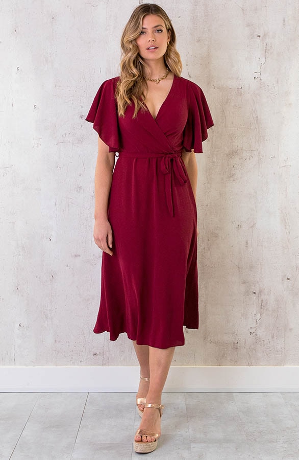 Florence Midi Jurk Bordeaux – shoparchief