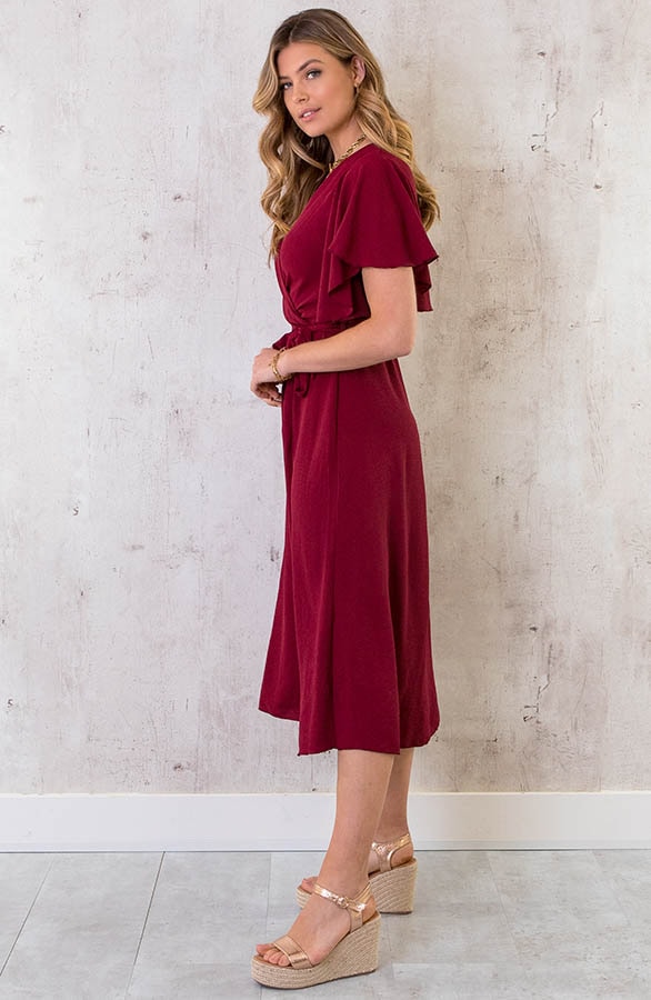 Florence Midi Jurk Bordeaux – shoparchief, foto 3