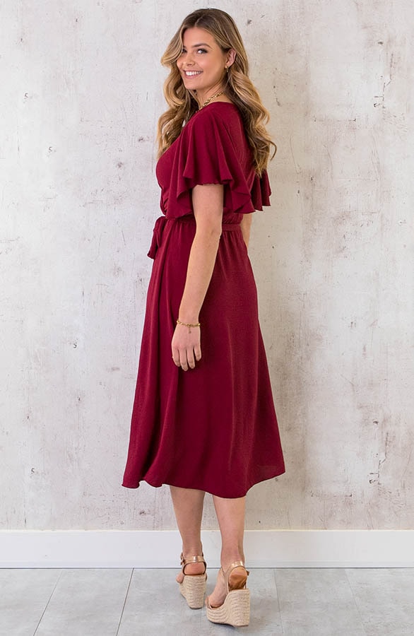Florence Midi Jurk Bordeaux – shoparchief, foto 4