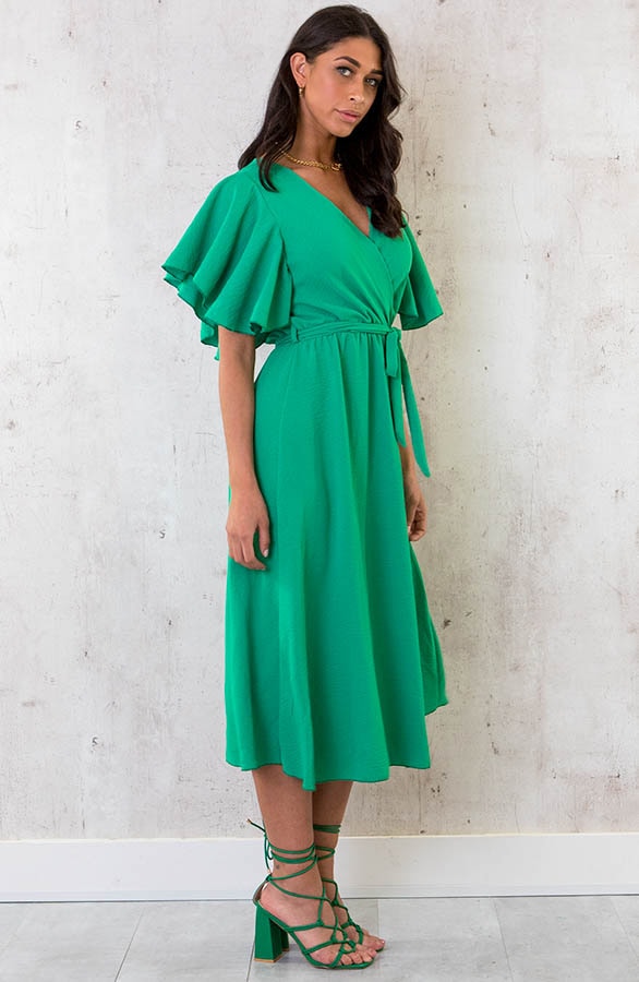Florence Midi Jurk Bright Green – shoparchief, foto 4