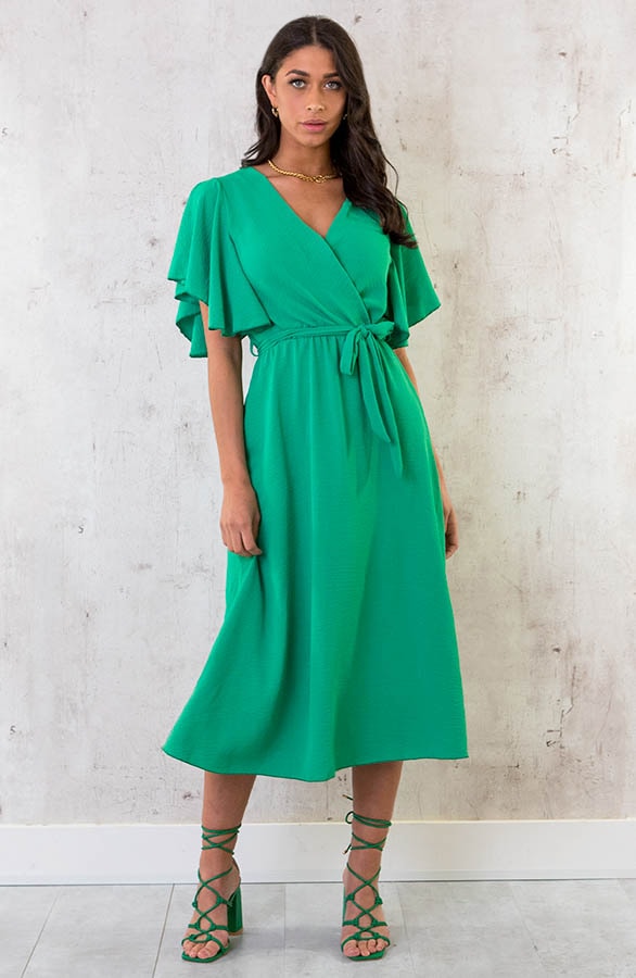 Florence Midi Jurk Bright Green – shoparchief