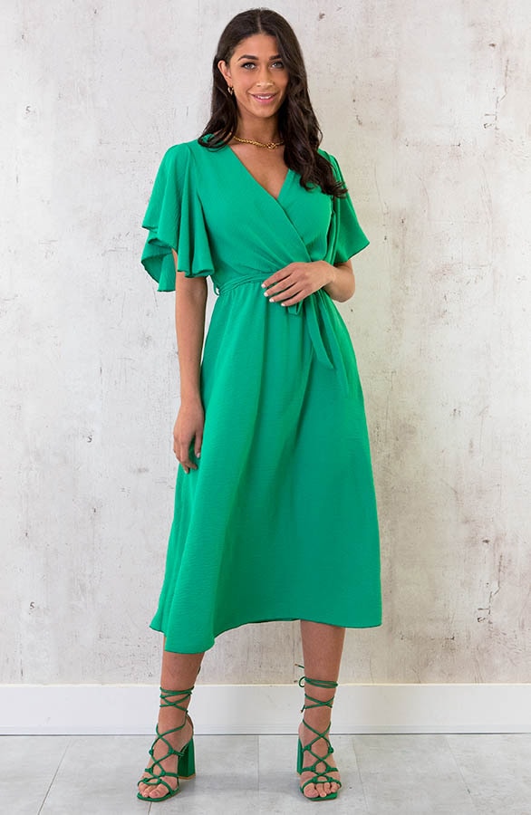 Florence Midi Jurk Bright Green – shoparchief, foto 3