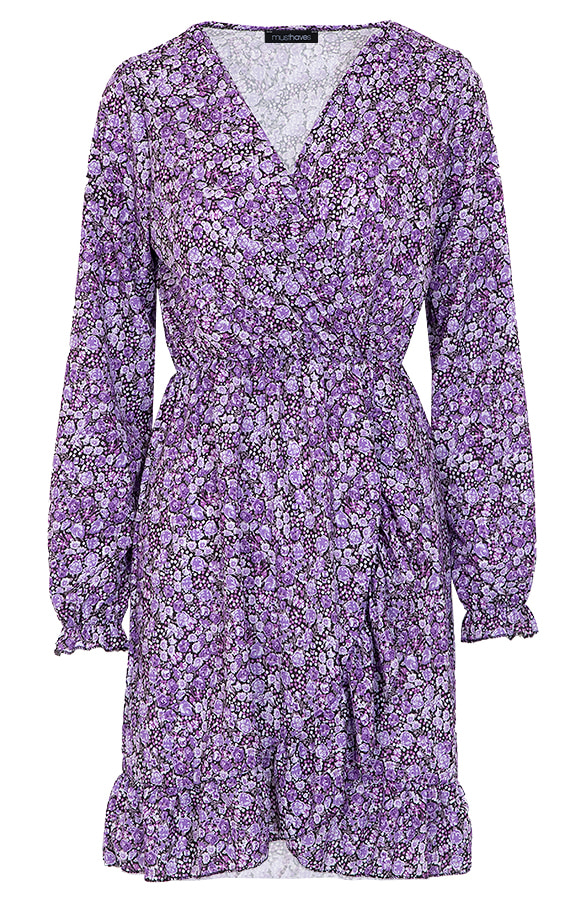 Flower Overslag Jurk Lila – shoparchief