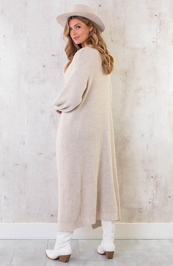 Gebreid Vest Lang Beige – shoparchief, foto 8