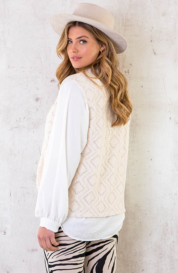 Gehaakte Gilet Beige – shoparchief, foto 4