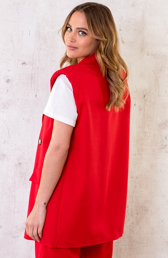 Oversized Gilet Rood – shoparchief, foto 4