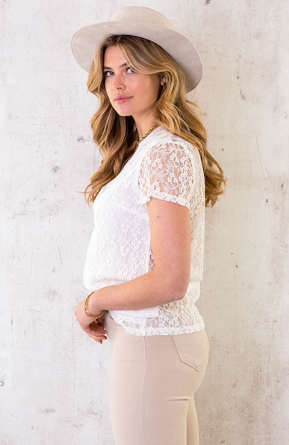 Girly See Through Lace Top White – shoparchief, foto 3