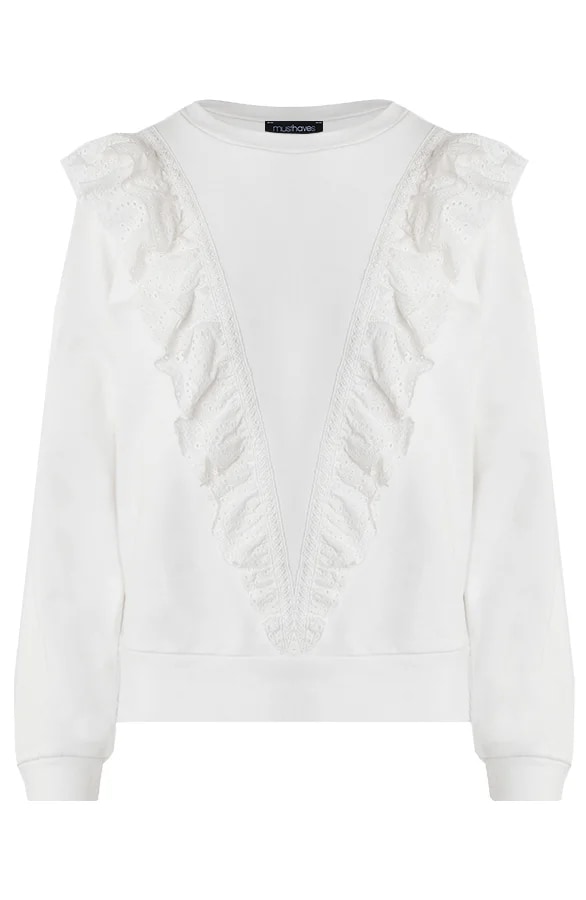 Katoenen Embroidery Sweater Ecru – shoparchief