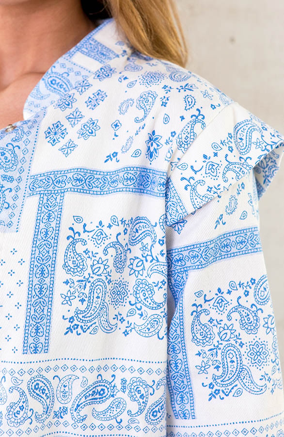 Katoenen Jasje Paisley Blauw – shoparchief, foto 5