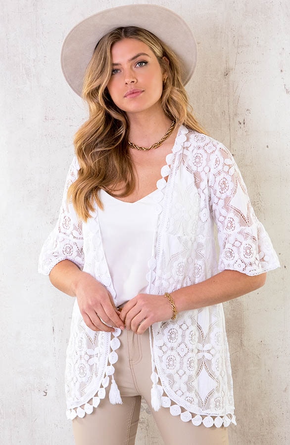 Kanten Kimono Kort Ecru – shoparchief, foto 2