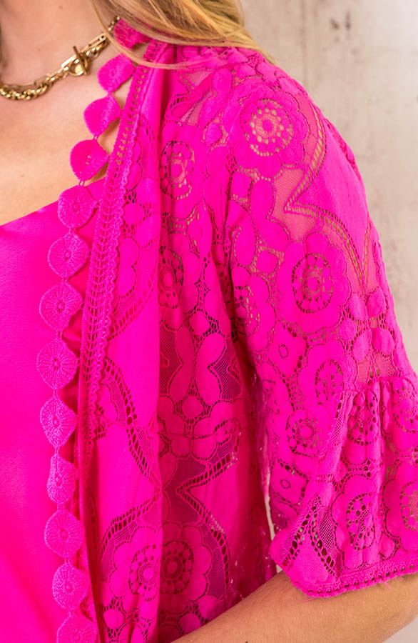 Kanten Kimono Kort Fuchsia – shoparchief, foto 7