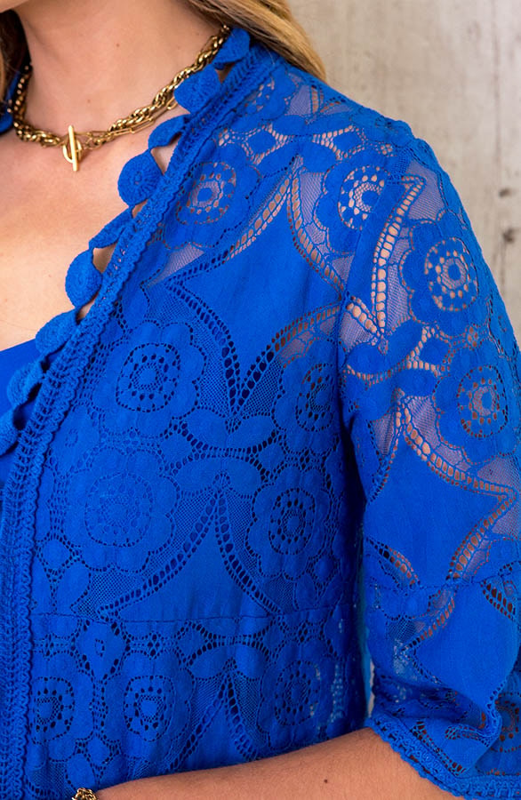 Kanten Kimono Kort Kobalt – shoparchief, foto 6