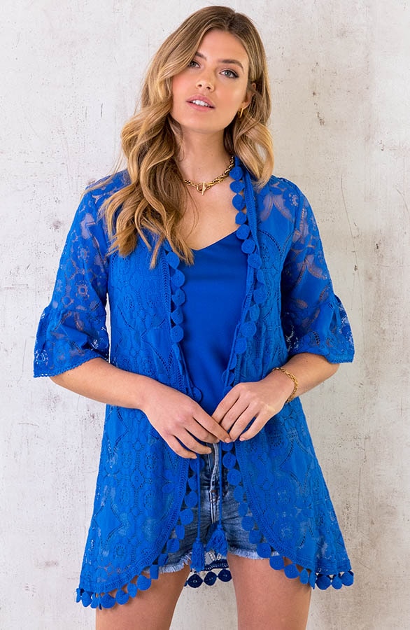 Kanten Kimono Kort Kobalt – shoparchief