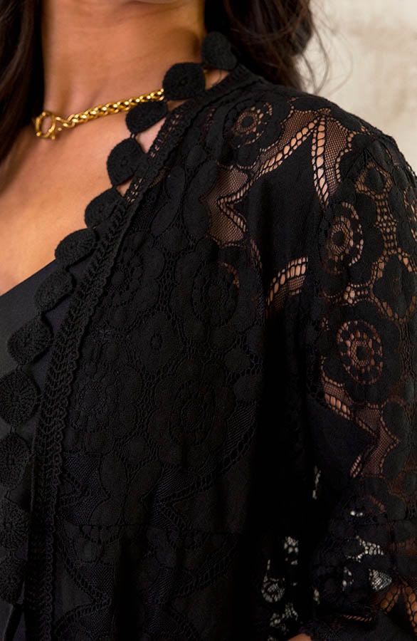 Kanten Kimono Kort Zwart – shoparchief, foto 5