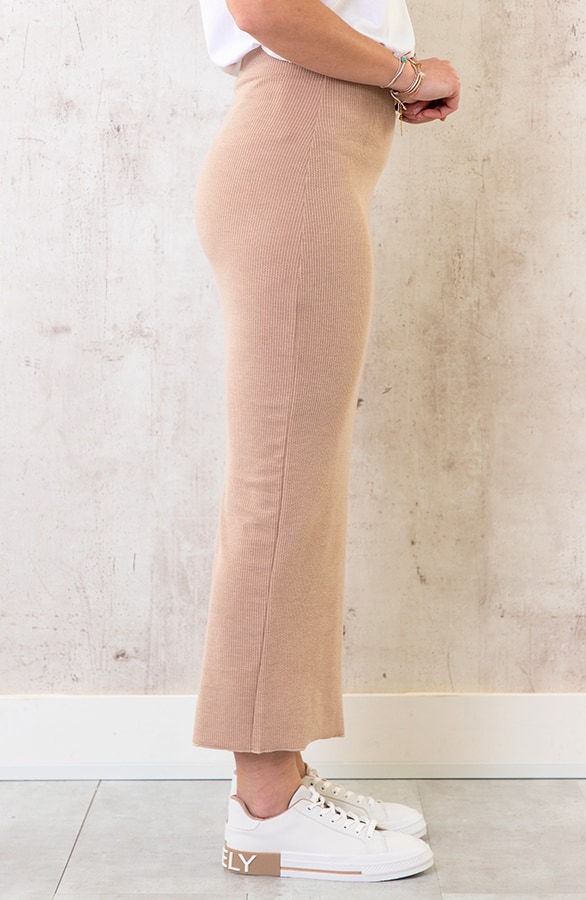 Etuirock Rib Stretch Lang Split Beige, Shoparchiv, Foto 2