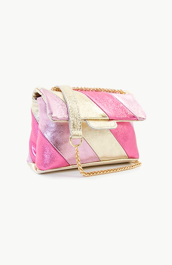 Leather Rainbow Chain Bag Roze – shoparchief