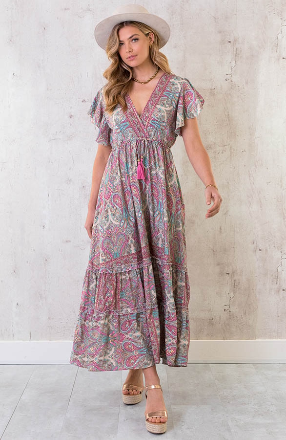 Maxi Jurk Ibiza Paisley Mint – shoparchief