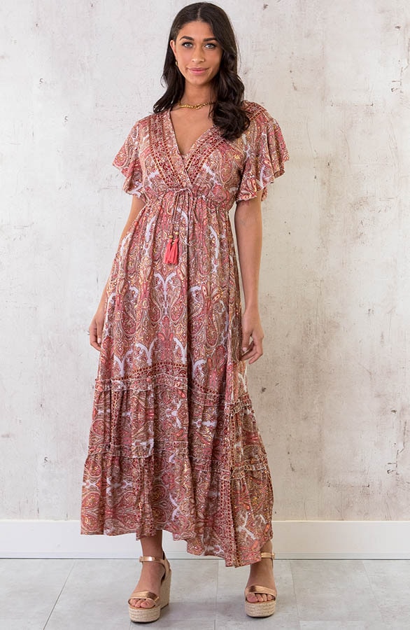 Maxi Jurk Ibiza Paisley Roze – shoparchief