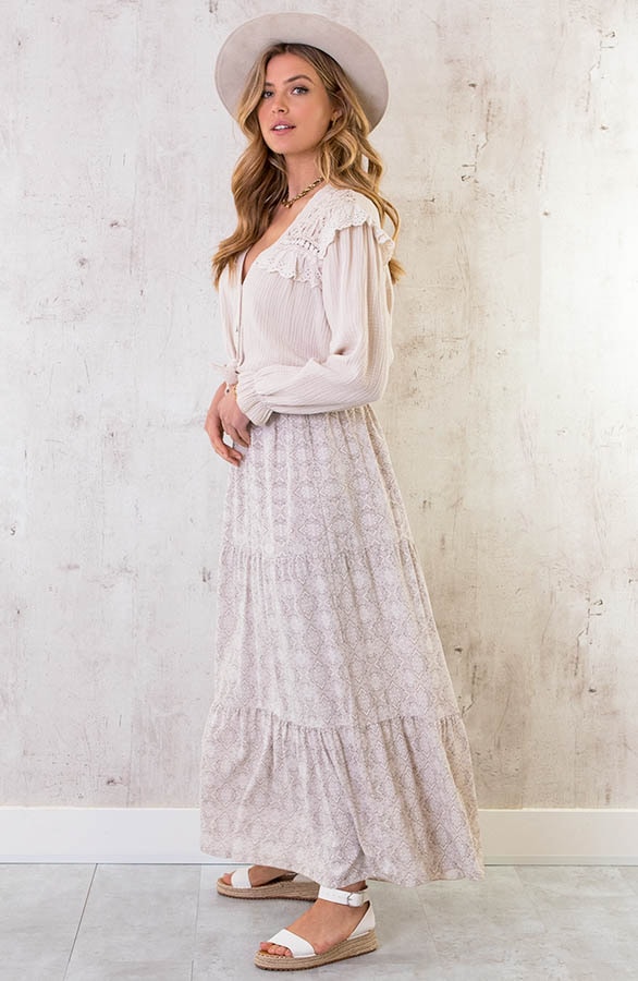 Maxi Rok Print Beige – shoparchief, foto 6
