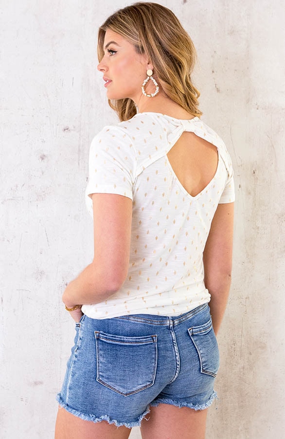 Metallic Leaves Top Ecru – shoparchief, foto 4