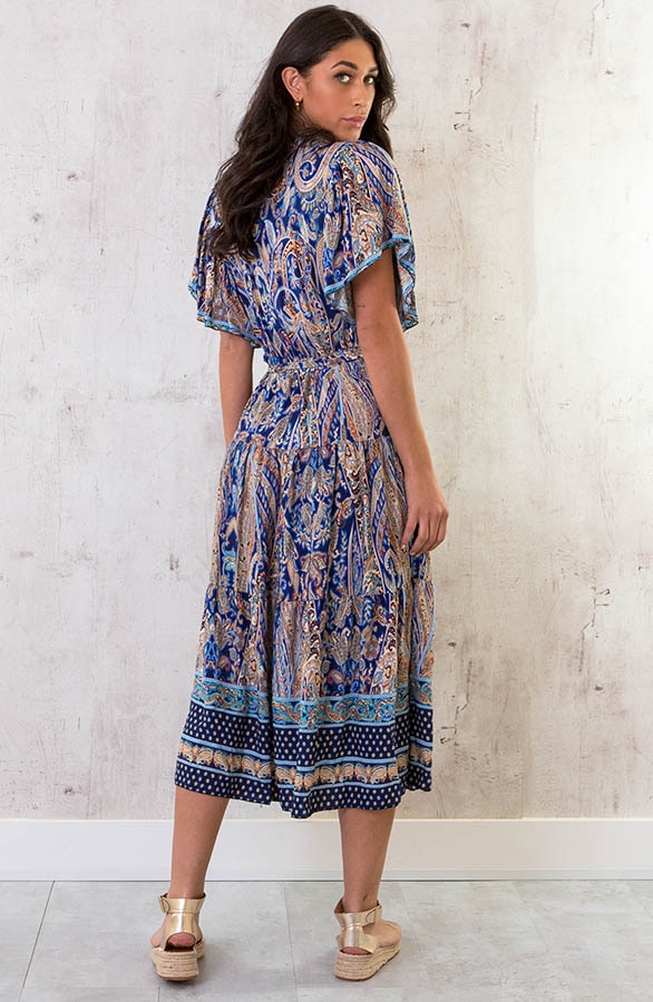 Midi Print Jurk Deluxe Kobalt – shoparchief, foto 4