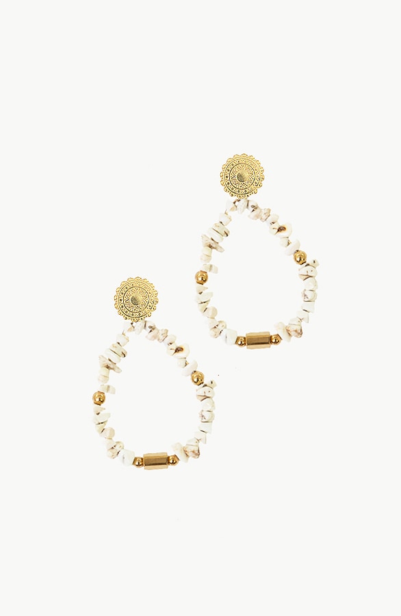 Oval Kralen Oorbellen Beige – shoparchief