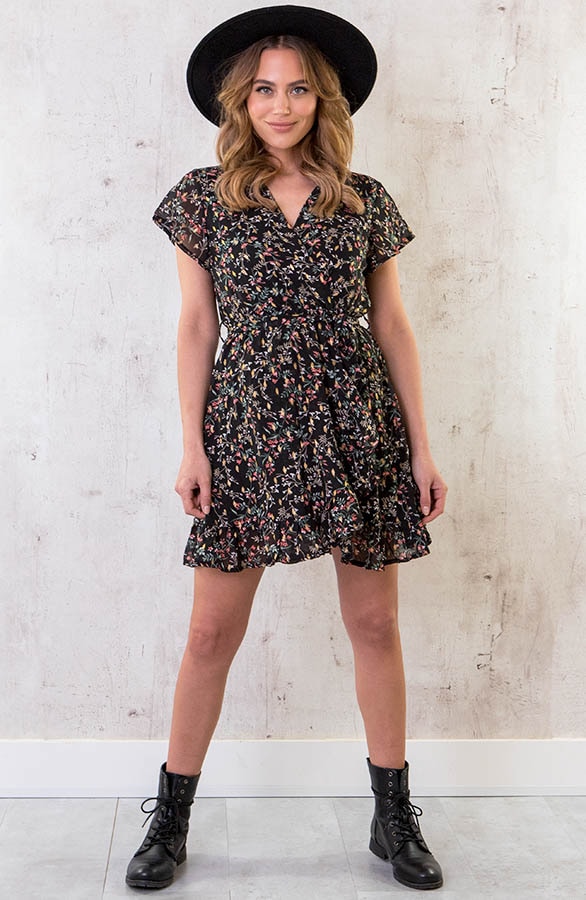 Overslag Jurk Flower Zwart – shoparchief, foto 6