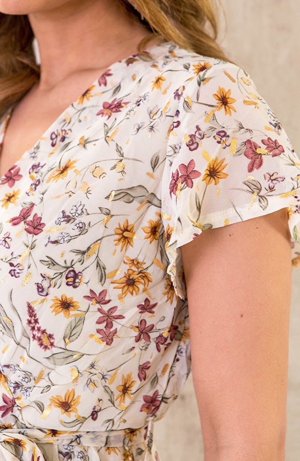 Overslag Jurk Bloemetjes Beige – shoparchief, foto 5