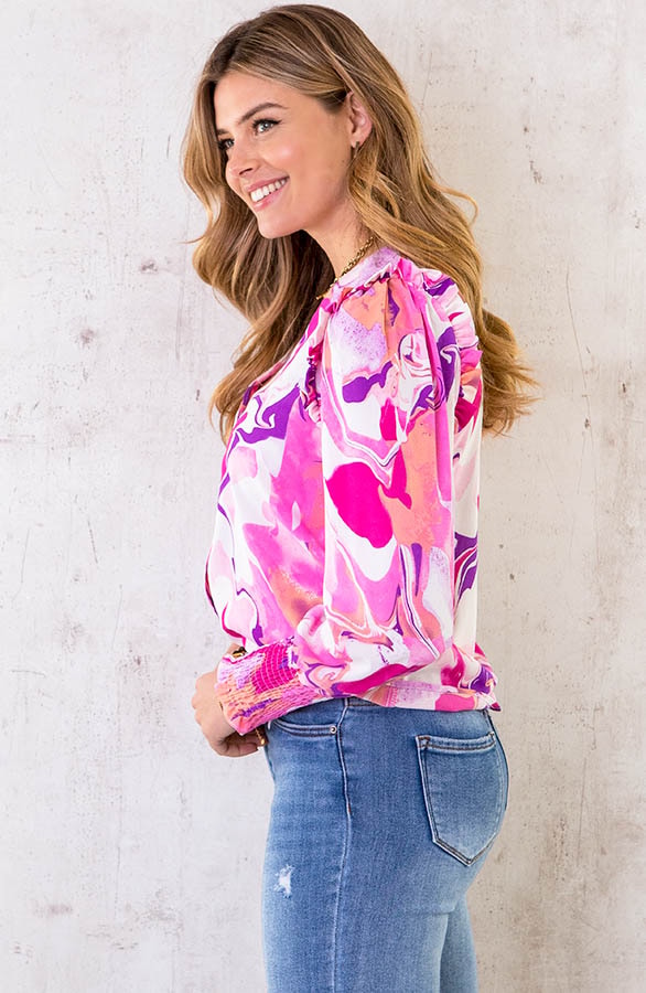 Print Blouse Aquarel Roze – shoparchief, foto 3
