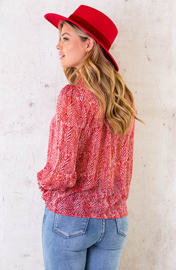 Print Blouse Luxury Roze Rood – shoparchief, foto 4