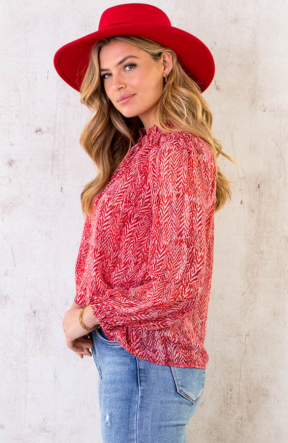 Print Blouse Luxury Roze Rood – shoparchief, foto 3