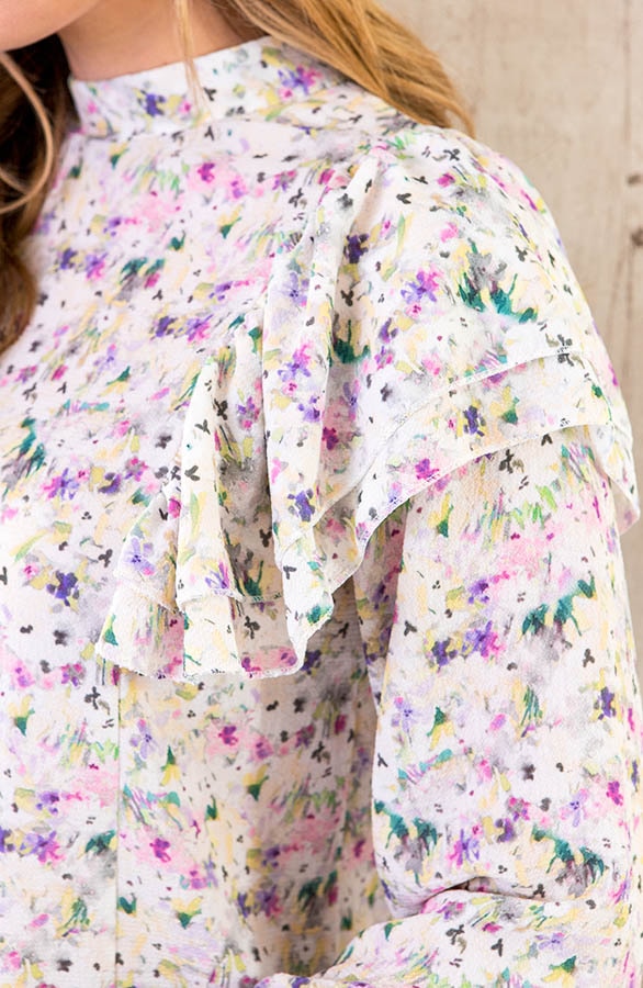 Ruffle Bloemen Blouse Ecru – shoparchief, foto 5