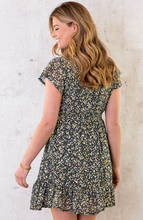 Ruffle Jurk Bloemen Geel – shoparchief, foto 4