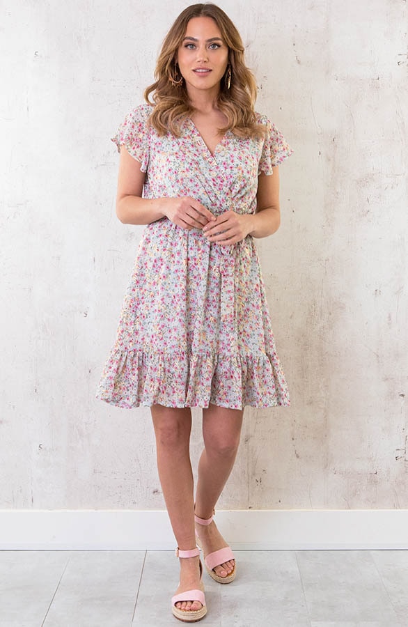 Ruffle Jurk Bloemen Roze – shoparchief, foto 6