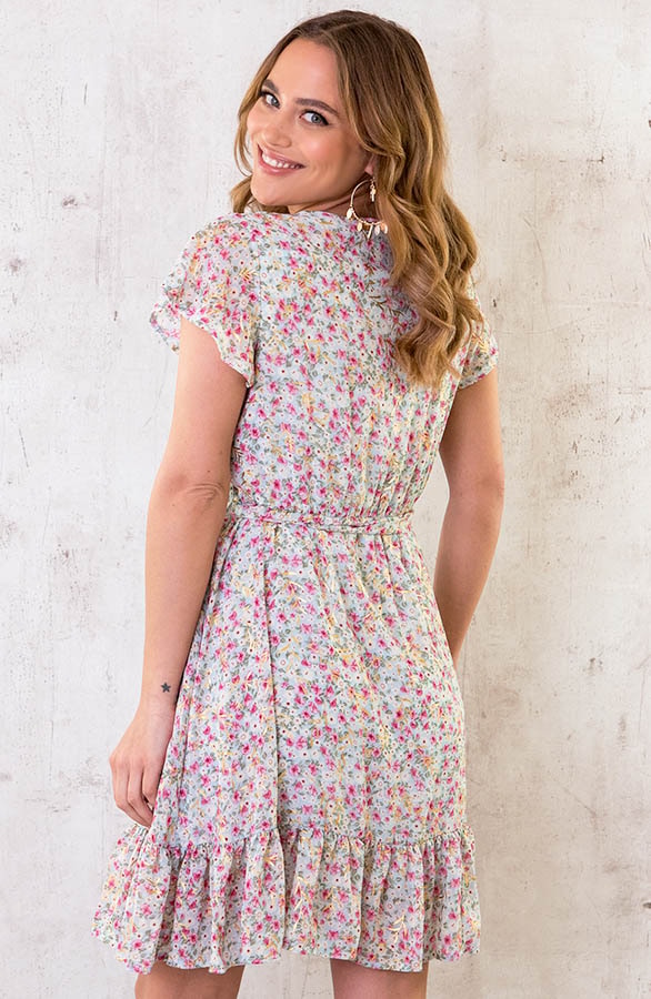 Ruffle Jurk Bloemen Roze – shoparchief, foto 4