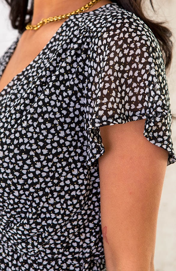 Ruffle Jurk Hartjes Zwart – shoparchief, foto 6