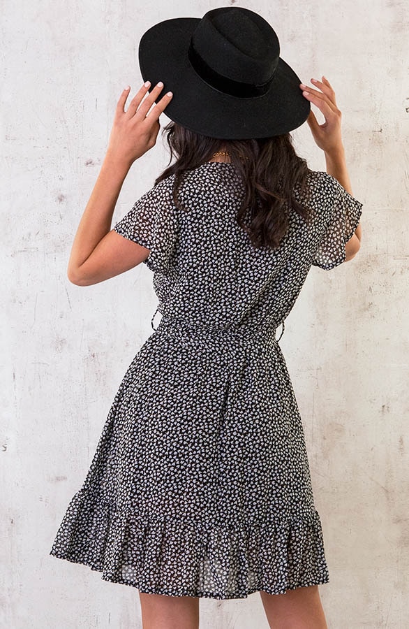 Ruffle Jurk Hartjes Zwart – shoparchief, foto 4