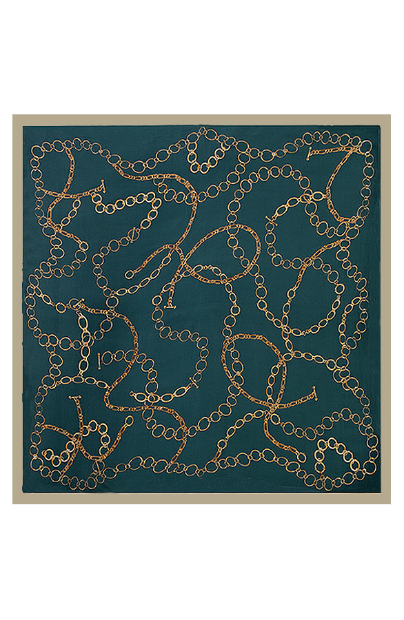 Silk Bandana Chain Petrol Beige – shoparchief, foto 2