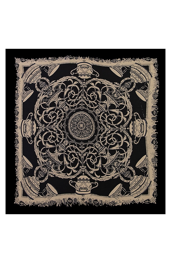 Silk Bandana Print Zwart Beige – shoparchief, foto 2