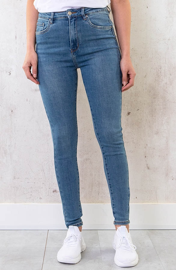 Skinny High Waist Jeans Regular Mid Blue – shoparchief