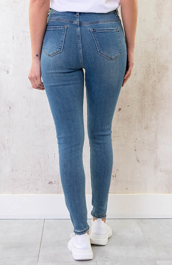 Skinny High Waist Jeans Regular Mid Blue – shoparchief, foto 3