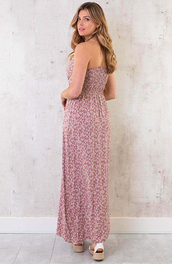 Spaghetti Maxi Jurk Bloem Dust Roze – shoparchief, foto 4