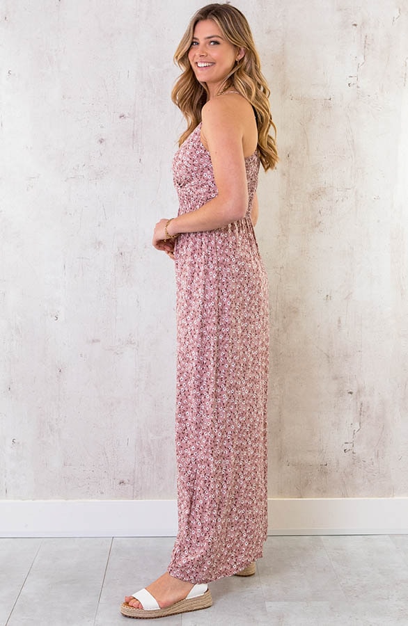 Spaghetti Maxi Jurk Bloem Dust Roze – shoparchief, foto 3