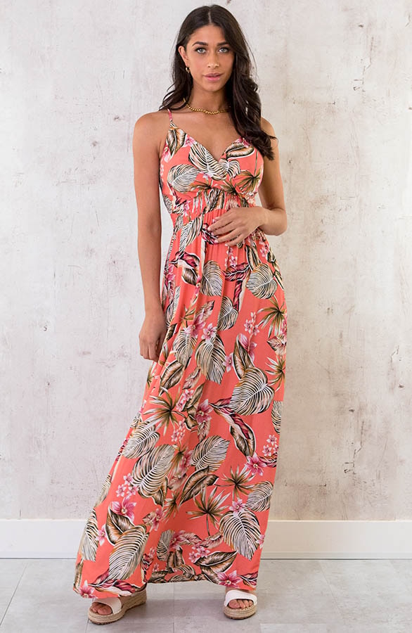 Spaghetti Maxi Jurk Tropic Koraal – shoparchief, foto 5