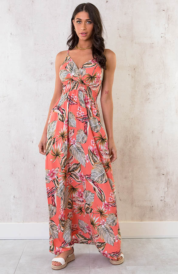 Spaghetti Maxi Jurk Tropic Koraal – shoparchief, foto 4